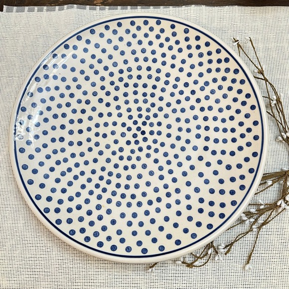 Polish Pottery Polka Dot Delight Large Round 14" Serving‎ / Accent Plate Vintage - Picture 1 of 8